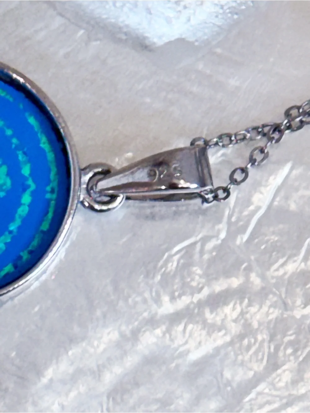 925 Lab Created Blue Opal Starfish Pendant Necklace NEW
